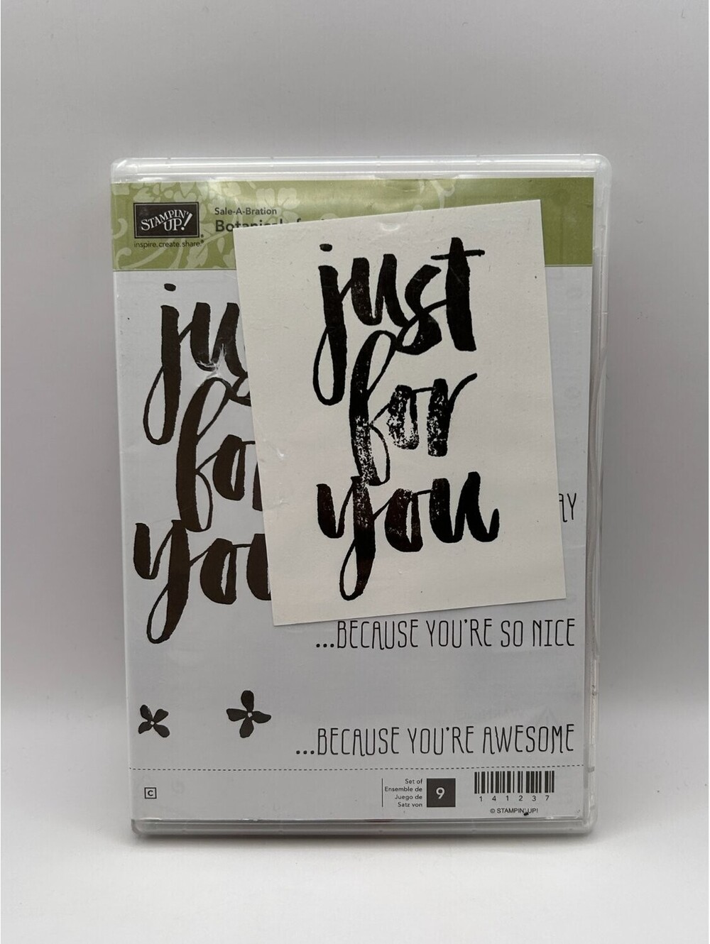 Stampin' Up! Botanical For You 141237 9pc Cling Rubber Stamp Set Red Used